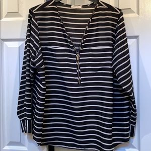 Plus Size Calvin Klein Roll-Tab Striped Top
